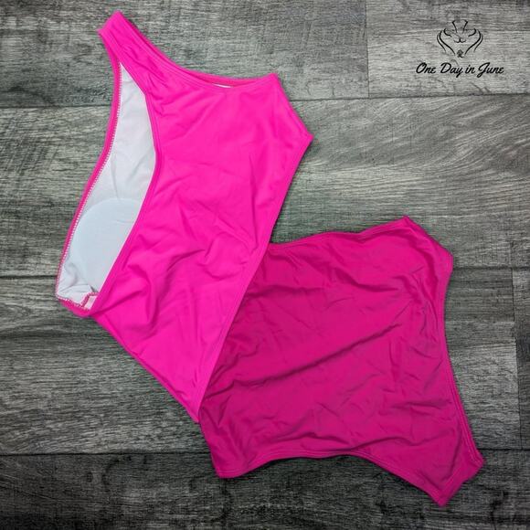 SweatyRocks One Shoulder Color Block One Piece Swimsuit Size M - Picture 6 of 6